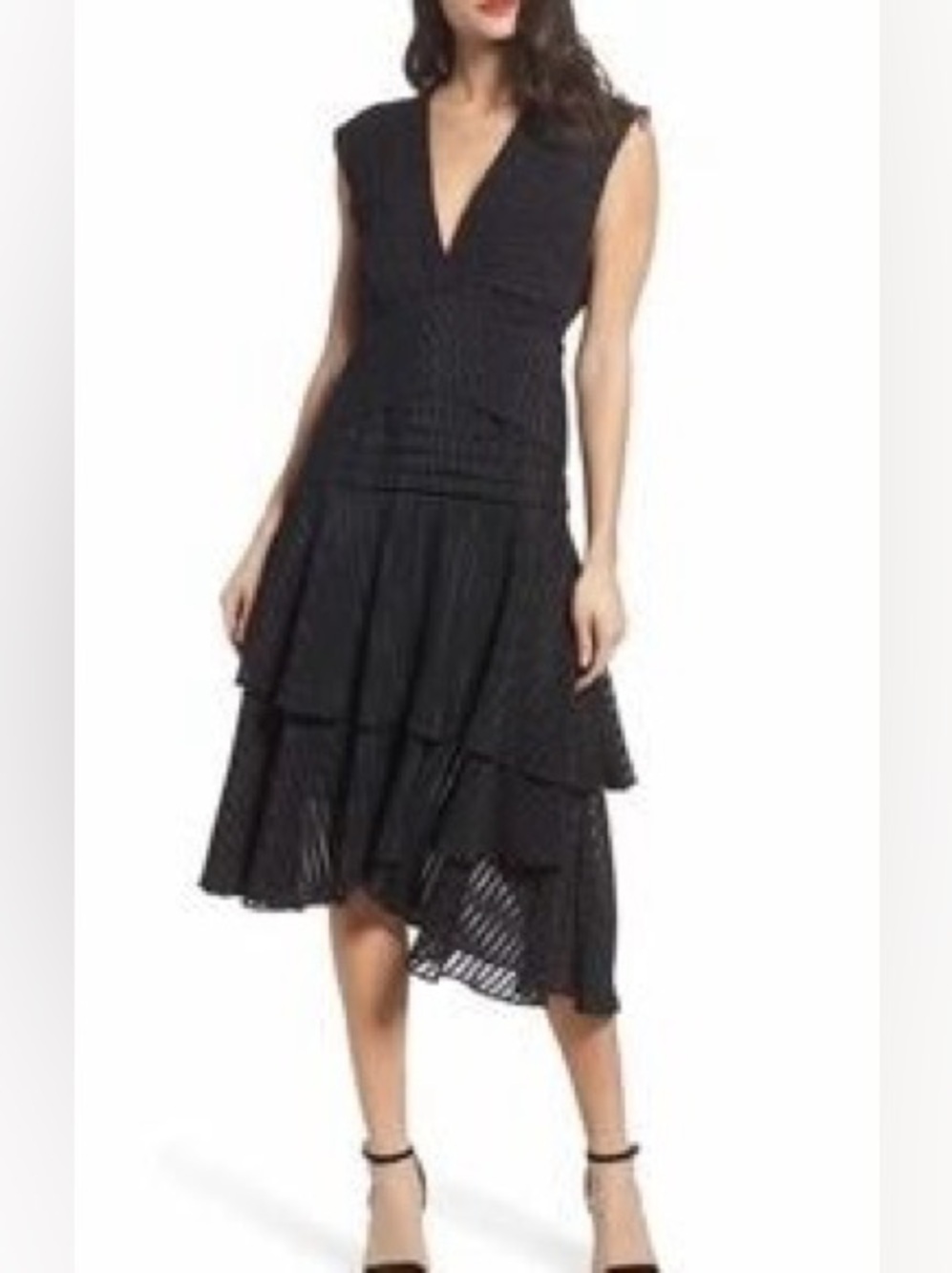 Keepsake The Label Black Tiered Sleeveless V-neck Dress